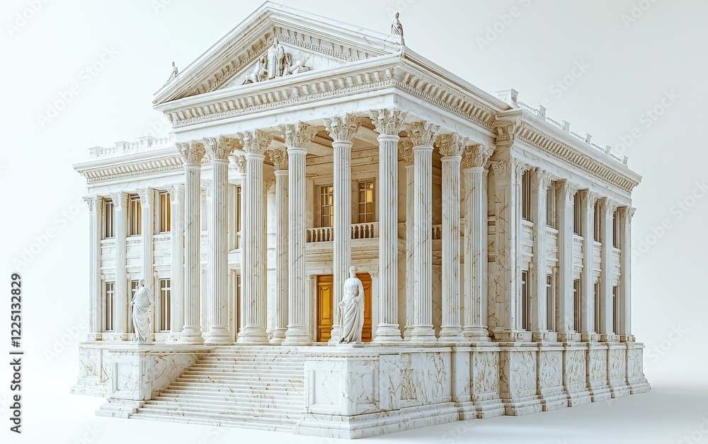 Obraz premium Majestic Neoclassical Courthouse on Pristine White Background