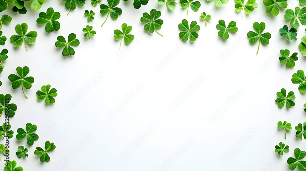 Saint Patrick’s Day Shamrock Clover Frame with White Background for Text or Design Saint Patrick’s Day Shamrock Clover Frame with White Background for Text or Design