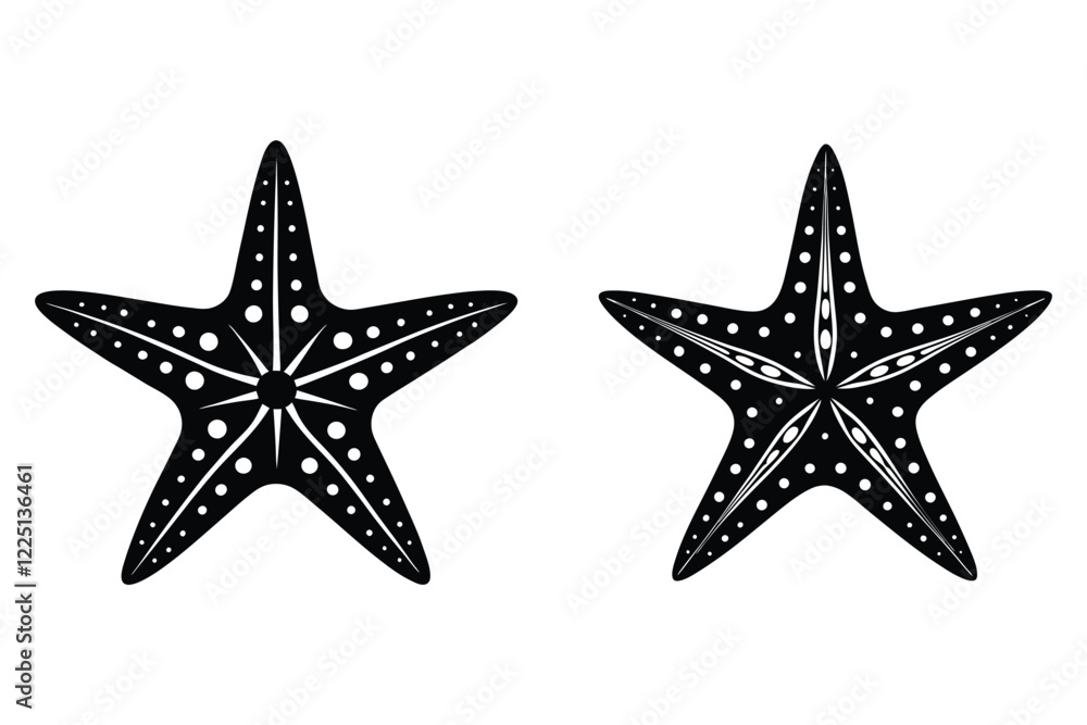 set starfish silhouette vector illustration set starfish silhouette vector illustration