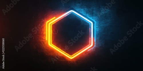 Wallpaper Mural A vibrant neon hexagon glowing against a dark background, ideal for modern design projects, nightlife promotions, or tech-themed visuals. Torontodigital.ca