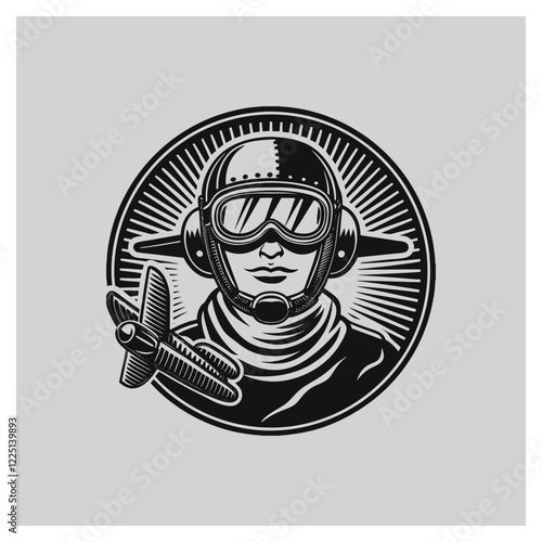 Vintage Aviator Emblem vector template design
