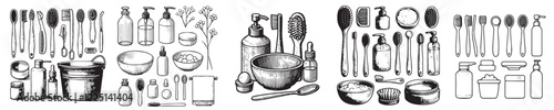 Collection of beauty equipment silhouettes