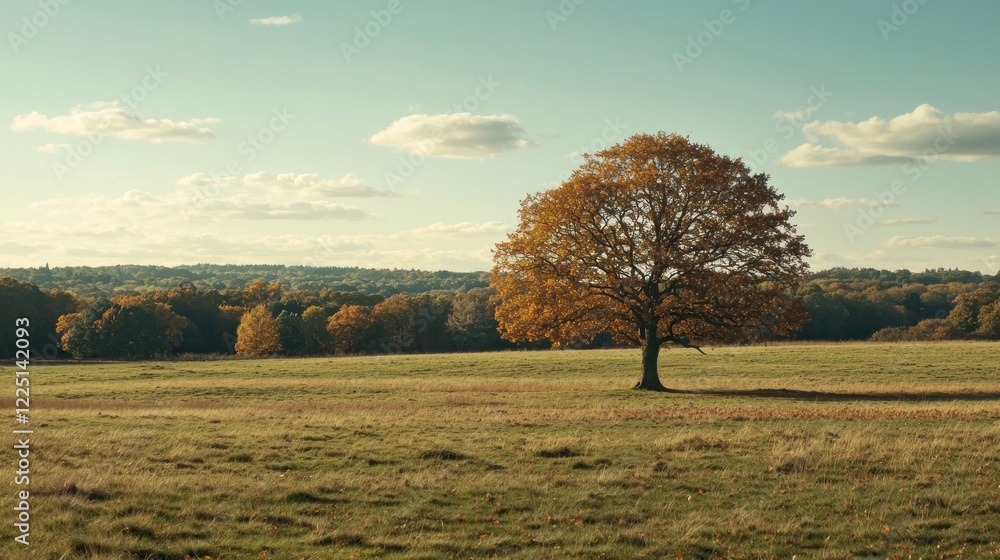 Fototapeta premium Solitary autumn tree in a field.