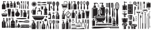 Collection of beauty equipment silhouettes