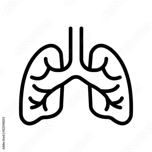 Lungs icon color editable on white background