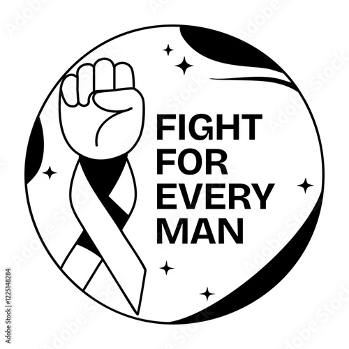 Prostate survivor fist with fight for every man text, glyph sticker 