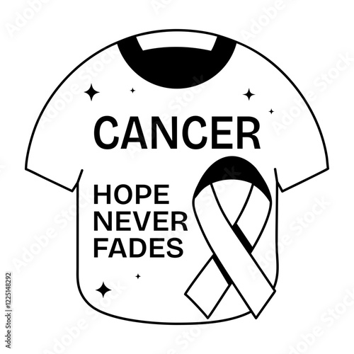 Cancer shirt with hope never fades text, glyph sticker 
