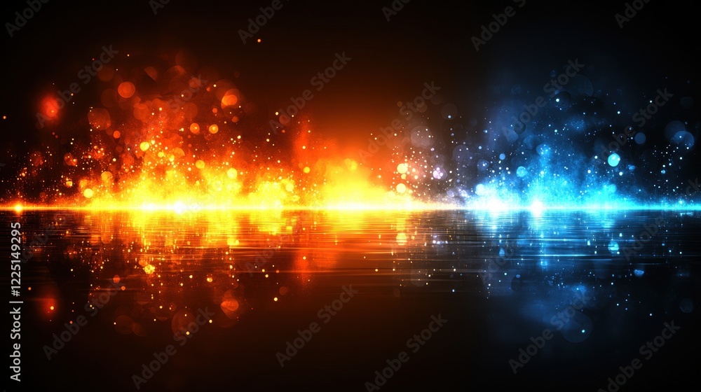 Bright Abstract Light Effects with Orange and Blue Colors on Black Bright Abstract Light Effects with Orange and Blue Colors on Black
