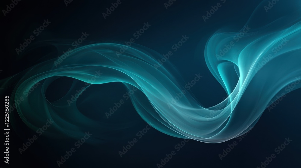 Ethereal Flowing Waves in Soft Blue and Teal Hues on Dark Background Ethereal Flowing Waves in Soft Blue and Teal Hues on Dark Background