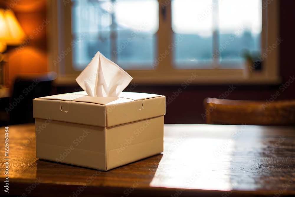 A napkin box in the dimly lit room with copy space A napkin box in the dimly lit room with copy space