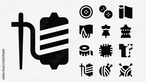 Minimalist Sewing Tailoring Needlework DIY Solid Icons