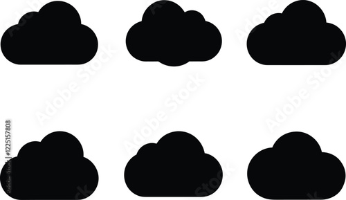 Cloud icon set. Cloud symbol in flat style. Weather forecast, web interface or cloud storage applications. Vector illustration