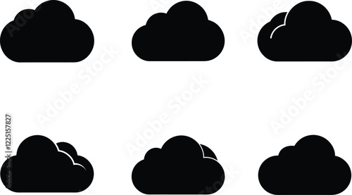 Cloud icon set. Cloud symbol in flat style. Weather forecast, web interface or cloud storage applications. Vector illustration