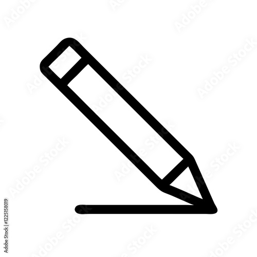 Diagonal pencil icon, minimalistic style, black outline, usable for education themes