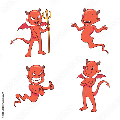 hand drawn cute devil collection