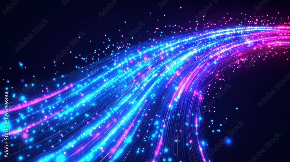 Obraz premium Vibrant Abstract Light Trails in Blue and Pink Colors on Dark Background