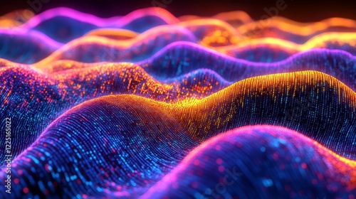 Vibrant digital waves illustrating motion abstract art colorful environment visual perspective technology concept