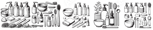 Collection of beauty equipment silhouettes