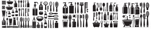 Collection of beauty equipment silhouettes