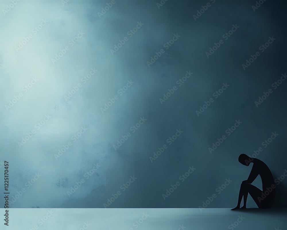 Abstract silhouette in a moody blue background Abstract silhouette in a moody blue background