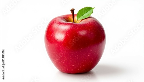 Juicy Red Apple with Leaf Photography
