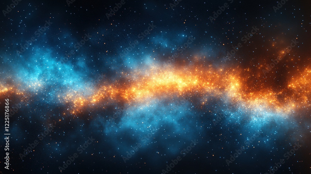 Fototapeta premium Fiery Nebula in a Dark Cosmic Sky