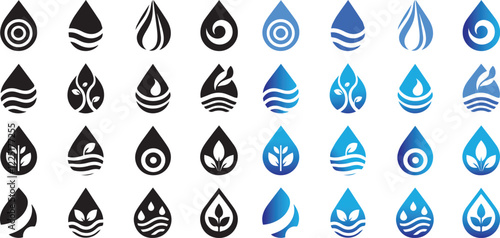 Water drop logo icon design colouring and silhouette vector.
