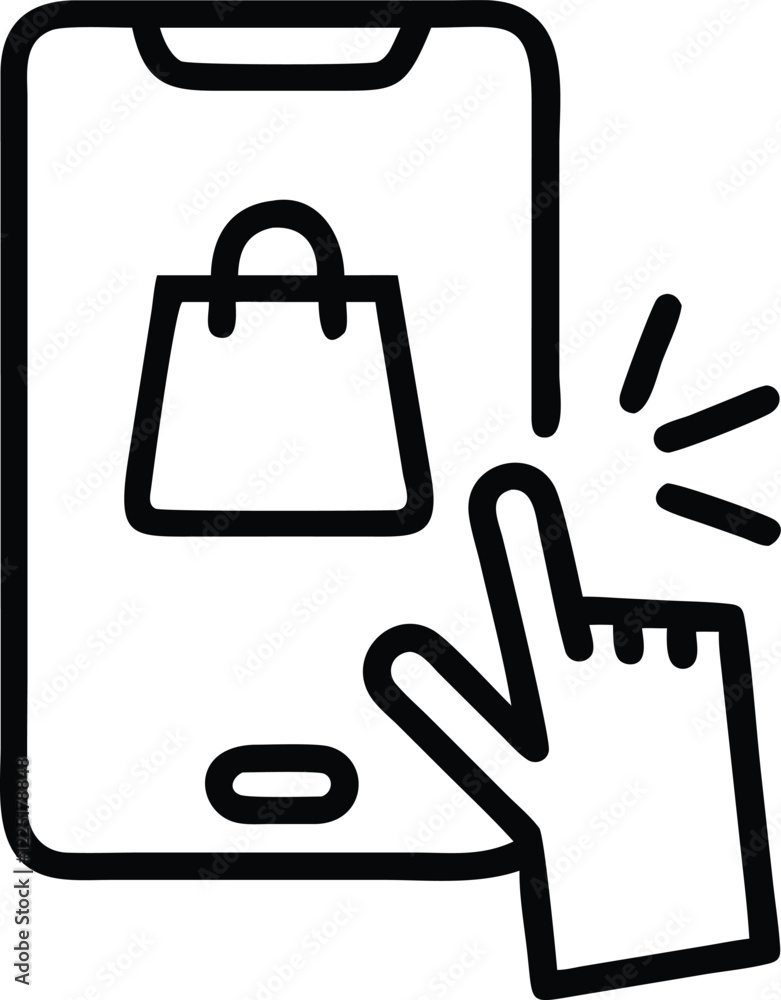 Fototapeta premium Mobile Shopping Icon Vector: Online E-commerce Illustration