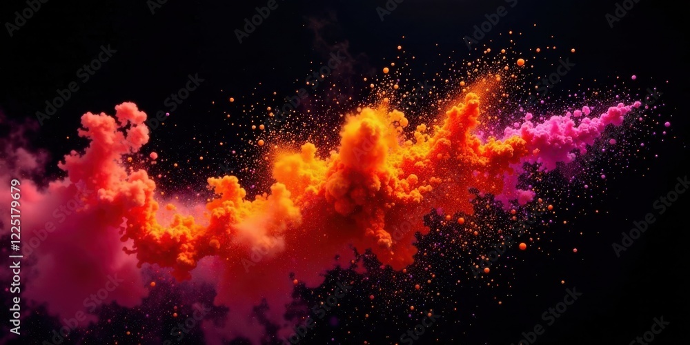Naklejka premium Vibrant Abstract Color Explosion A Dynamic Composition of Swirling Hues and Energetic Particles in Motion