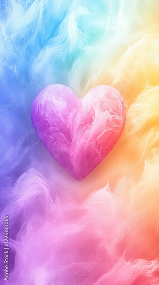 Fototapeta premium Pride month concept, Colorful Heart Design with Soft Smoky Background in Vibrant Rainbow Hues