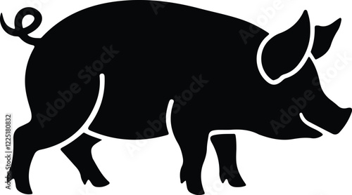 silhouette of pig farm animal isolated icon vector illustration desing