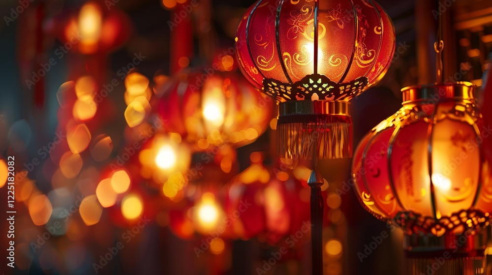 Chinese Lanterns Glowing in Warm Festive Lights Chinese Lanterns Glowing in Warm Festive Lights