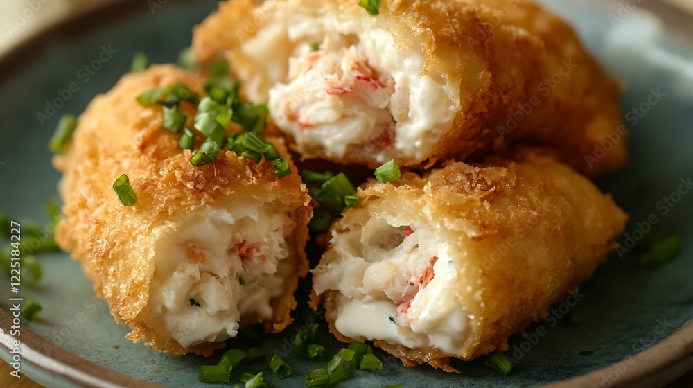 Crispy fried wontons stuffed with a delicious filling made of cream cheese and crab meat Crispy fried wontons stuffed with a delicious filling made of cream cheese and crab meat
