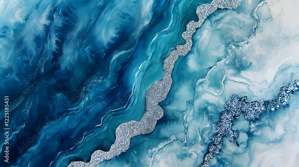 Fototapeta premium plantilla o fondo en movimiento con textura de realce o efecto marmol en varios tonos de azul para cuadro o marco decorativo diseño artistico