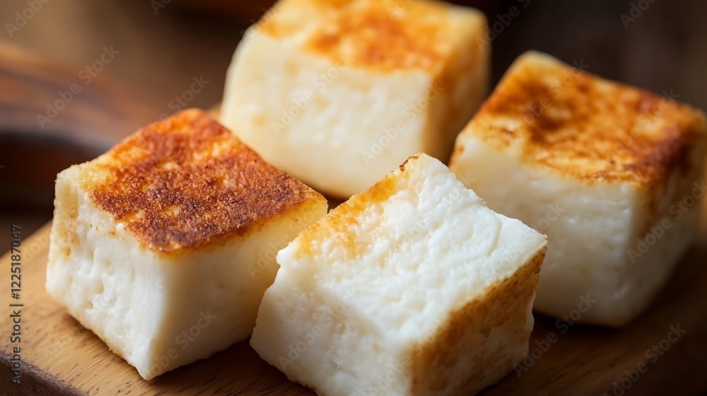 Cut traditional brazilian barbecue curd cheese called queijo coalho close
