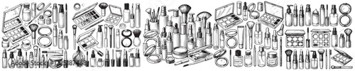 Collection of beauty equipment silhouettes