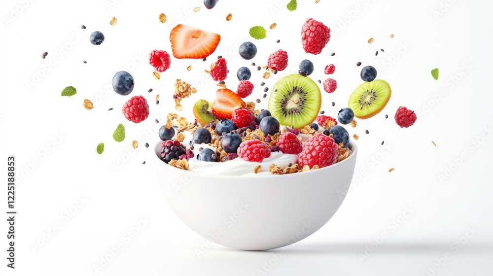 white bowl with floating yogurt swirls and fruits makes you hungry white bowl with floating yogurt swirls and fruits makes you hungry