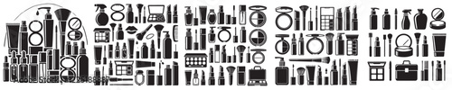 Collection of beauty equipment silhouettes