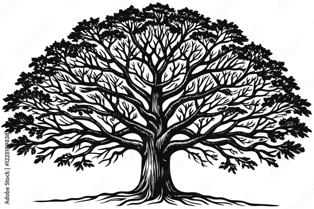 Obraz premium Black Tree Silhouette Isolated on White Background Illustration