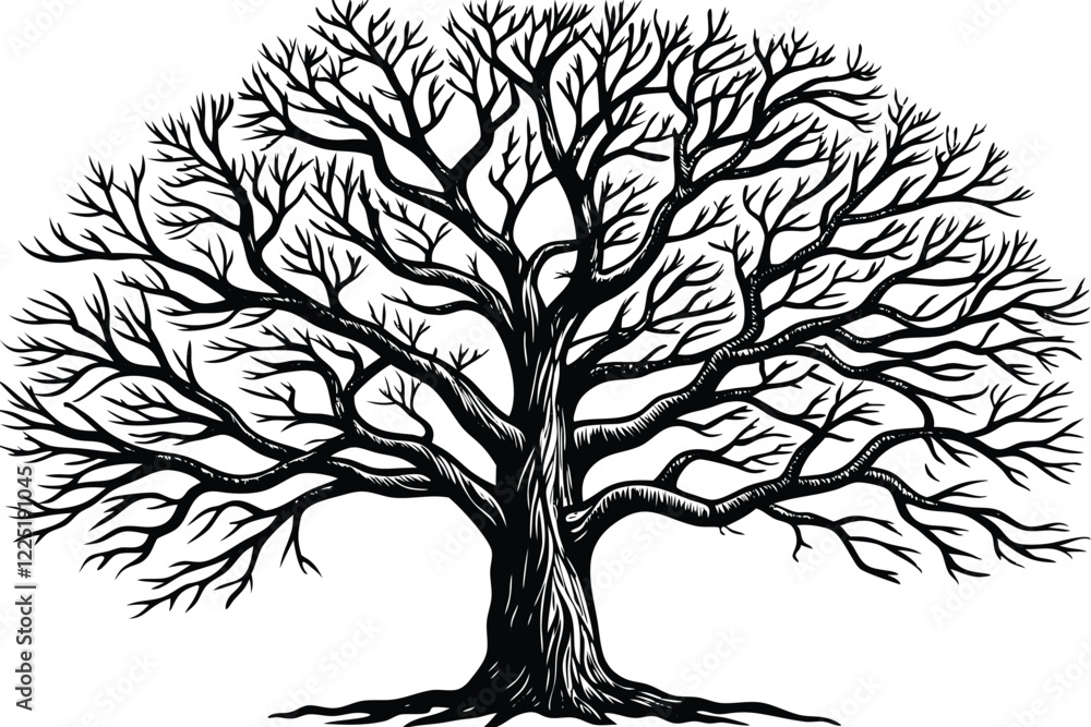 Obraz premium black silhouette tree isolated on white background 