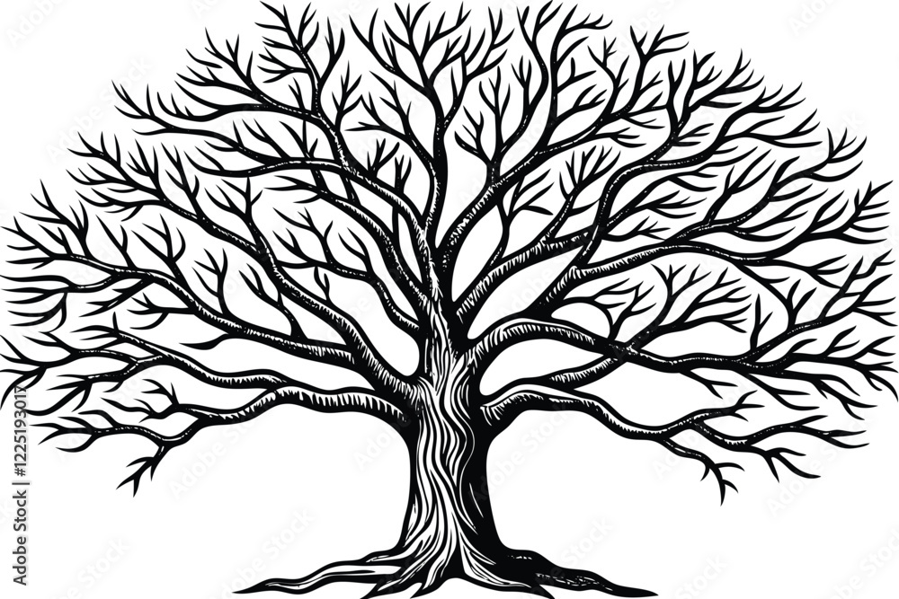 Obraz premium black silhouette tree isolated on white background 