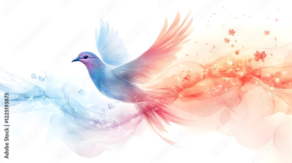 Obraz premium Ethereal Avian Essence Vibrant Digital Bird Artwork