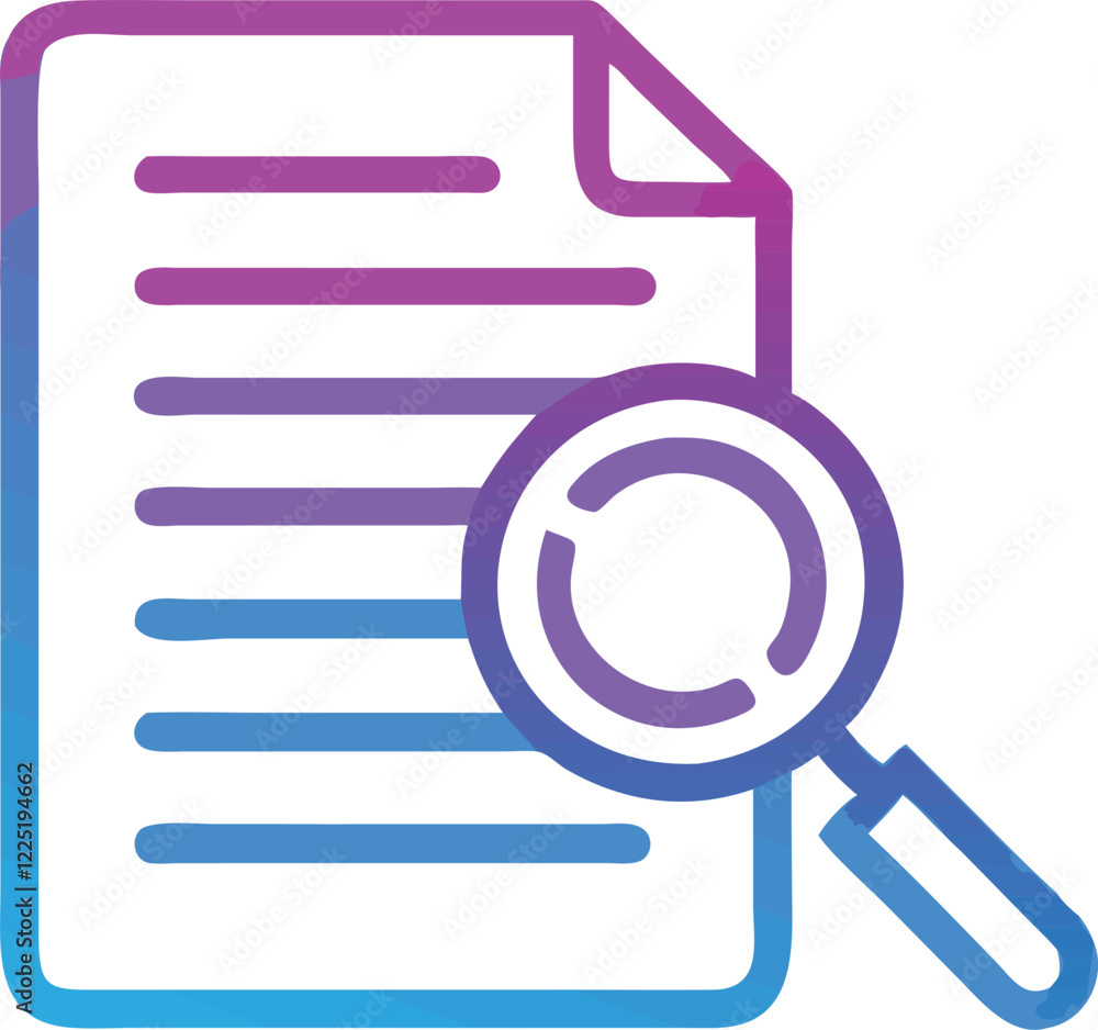 Document Review Simplified: Icon of a Magnifying Glass with Document Document Review Simplified: Icon of a Magnifying Glass with Document