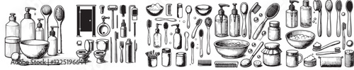 Collection of beauty equipment silhouettes