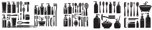 Collection of beauty equipment silhouettes