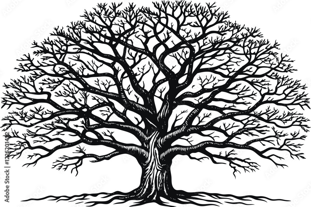 Obraz premium vector Tree silhouette isolated on white background