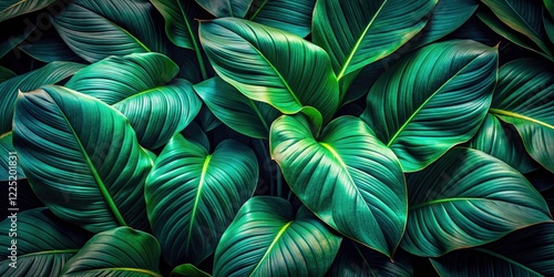 Wallpaper Mural Dark green tropical leaves create a vibrant, high-resolution nature scene ideal as a background image or wallpaper. Torontodigital.ca