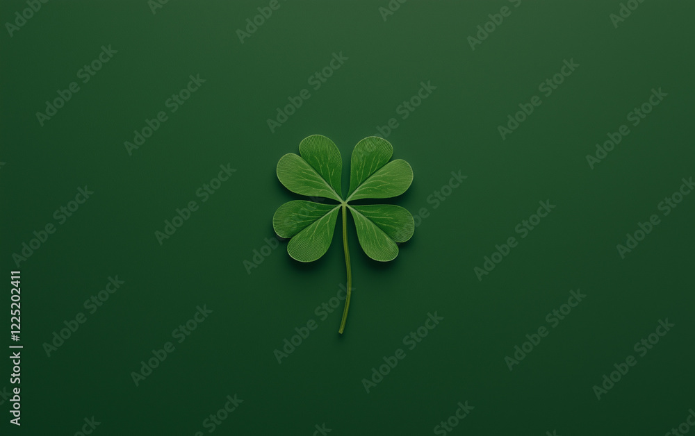 A vibrant four-leaf clover isolated on a dark green background
A vibrant four-leaf clover isolated on a dark green background