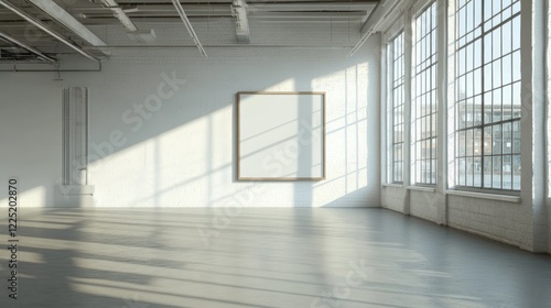 Empty Industrial Space with Blank Picture Frame photo