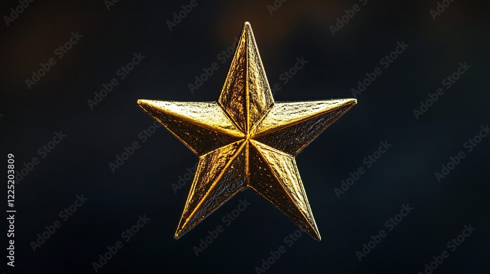 Obraz premium Golden Star Award Trophy Shiny Luxury Success Prize Decoration New Year Hope Metal Image Shine Light